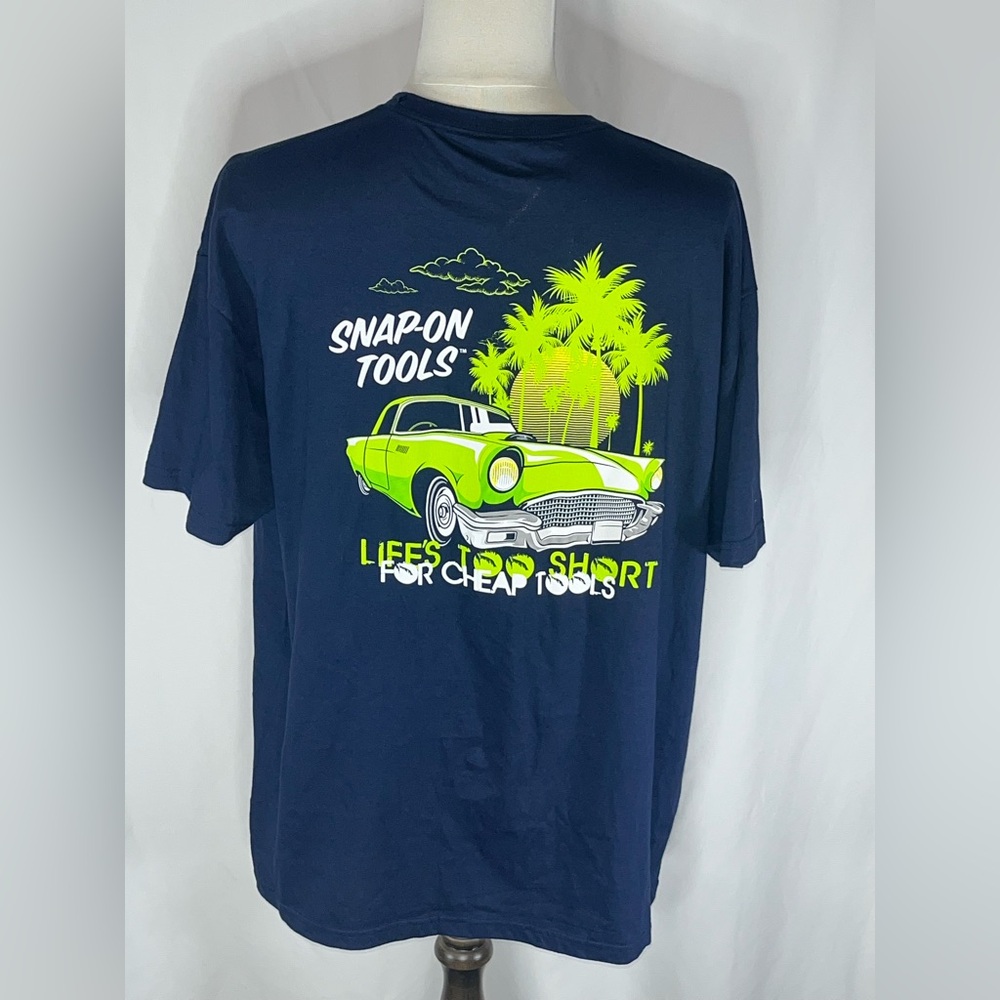 Gildan Offically Licensed Snap On Tools T-Shirt w/Thunderbird Car & Palm Trees